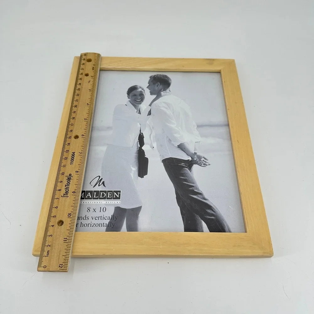 Malden International Designs 8x10 Natural Light Wood Picture Frame Easel Back